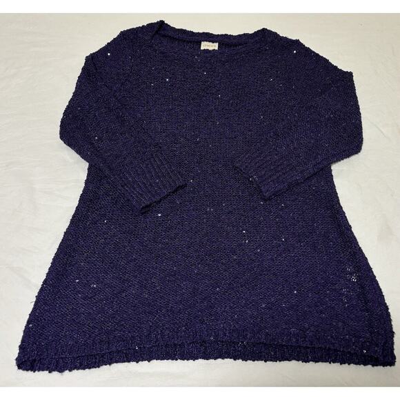 Chico's Women’s Size 0 Small Sequin Sweater Pullover Festive Glam Purple Whimsy - Picture 4 of 11
